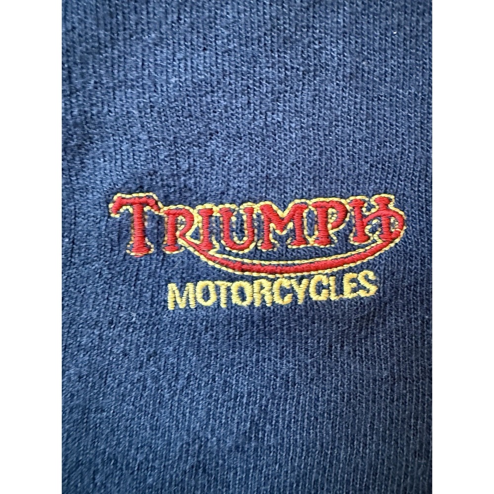 Vintage Triumph Motorcycles Sweater Mr Briar Made USA Navy Embroidered Pullover - Picture 2 of 5